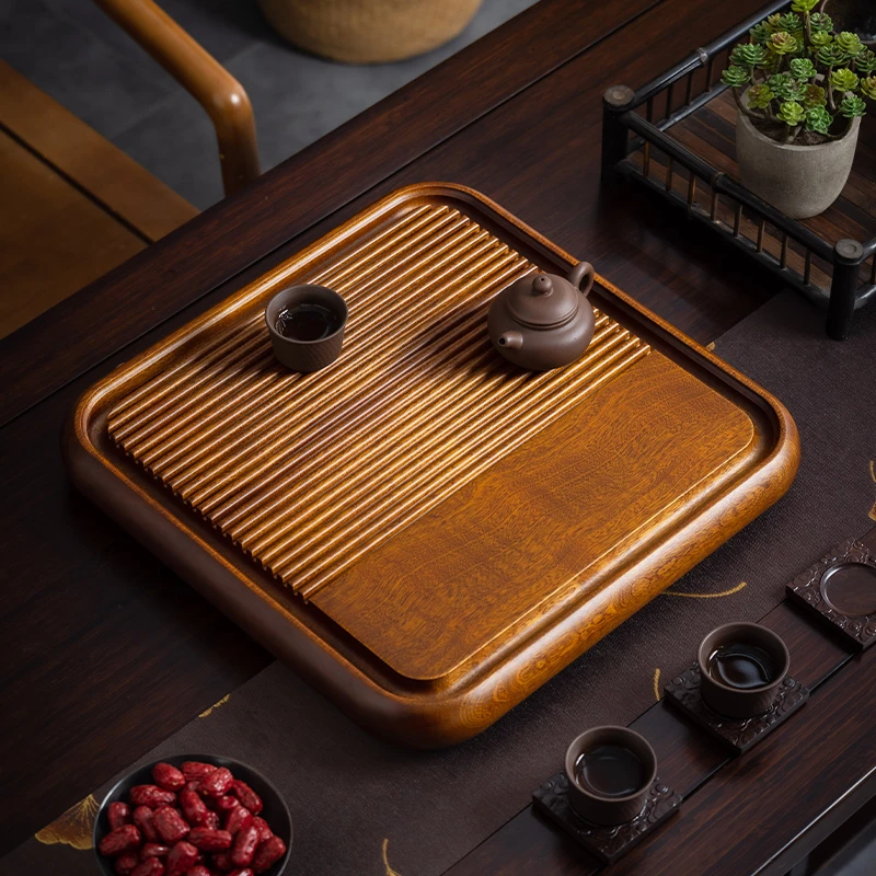 正方形花梨木茶盘实木家用小茶台托盘电木新款整块办公室排水茶海