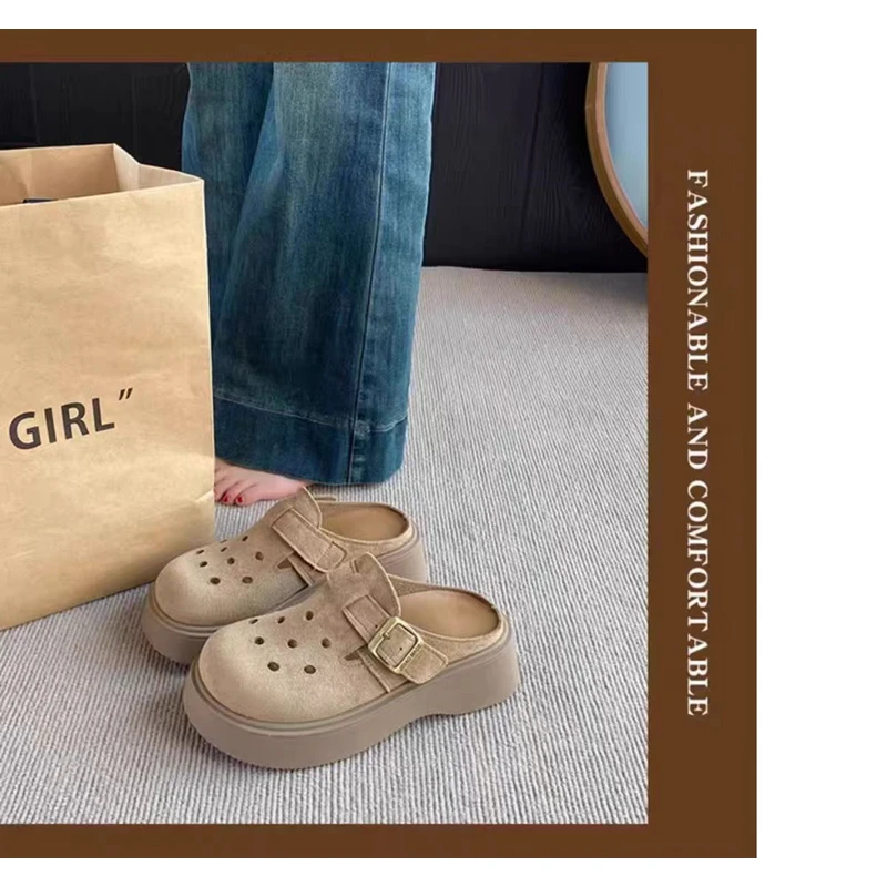 【新疆包邮】25年新款厚底夏季镂空勃肯包头半托鞋A3962