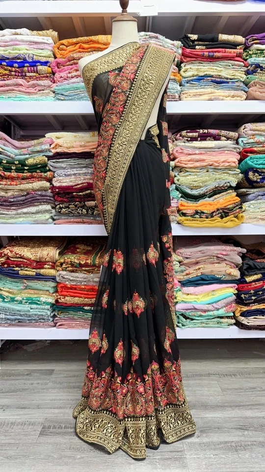 微针绣全新六米大纱丽