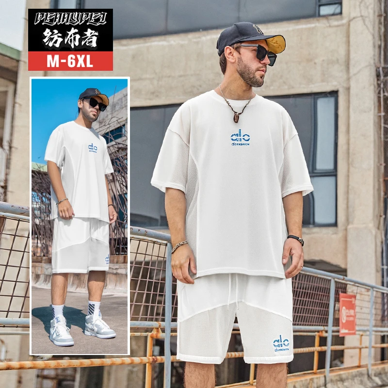 纺布者大码套装短袖休闲套装夏季新款韩版时尚潮流男装休闲套装