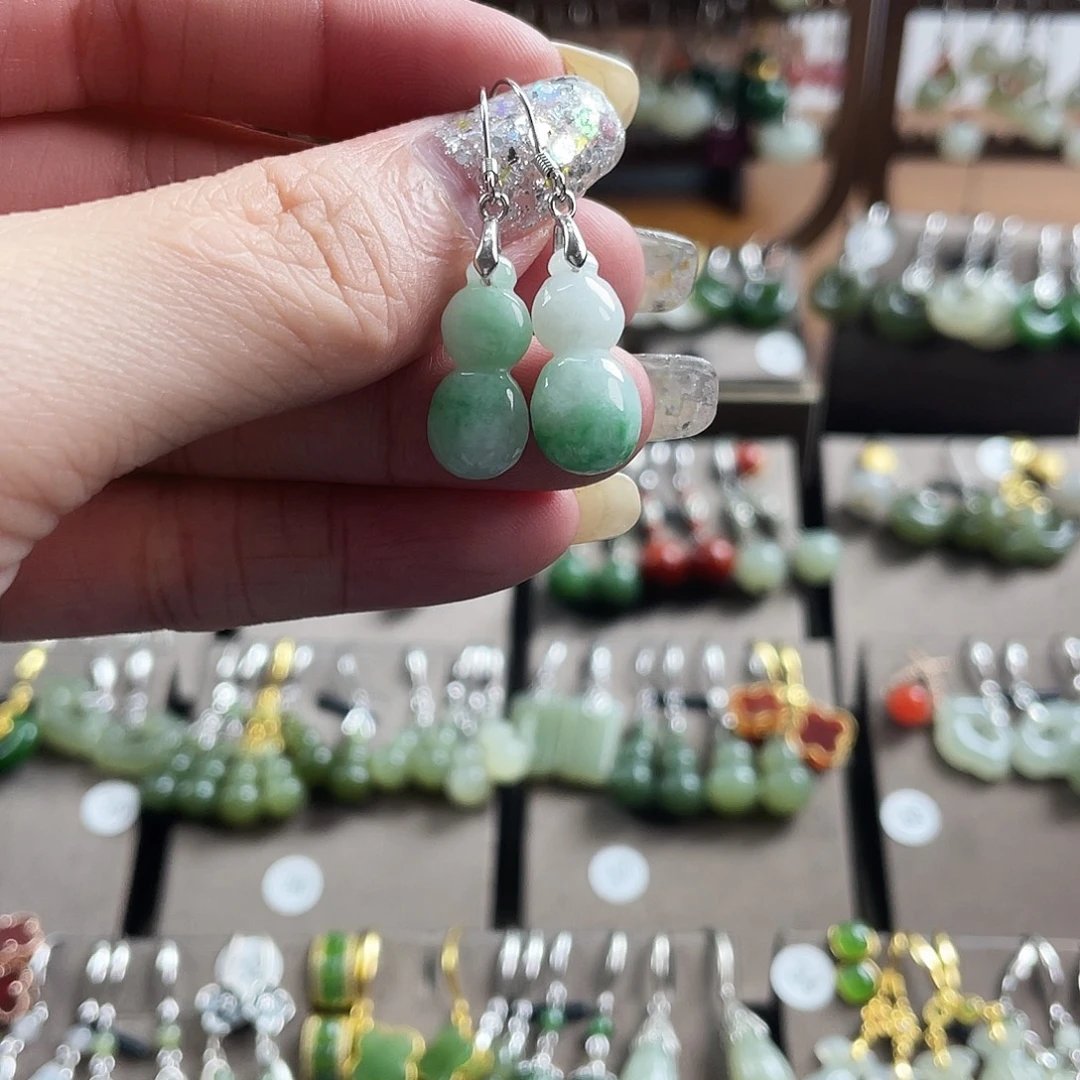 翡翠银S925镶嵌耳饰