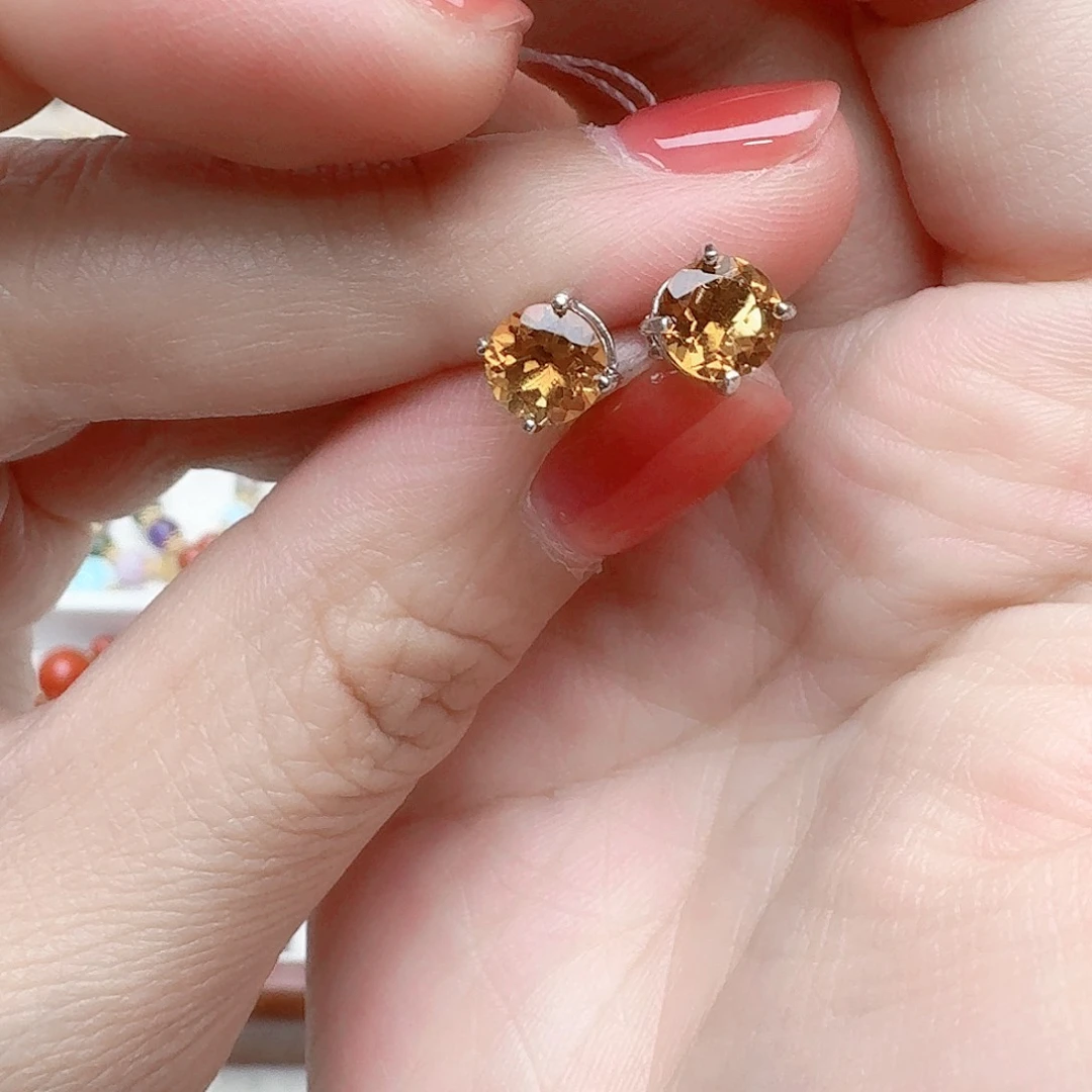 水晶耳饰银S925镶嵌耳钉711