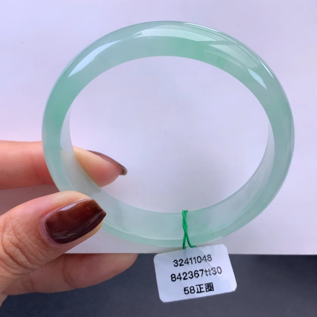 翡翠未镶嵌手镯冰木那果绿手镯