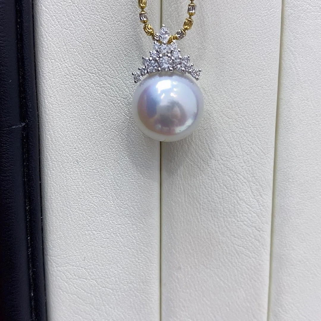 海水珍珠18K金镶嵌吊坠(不含链)