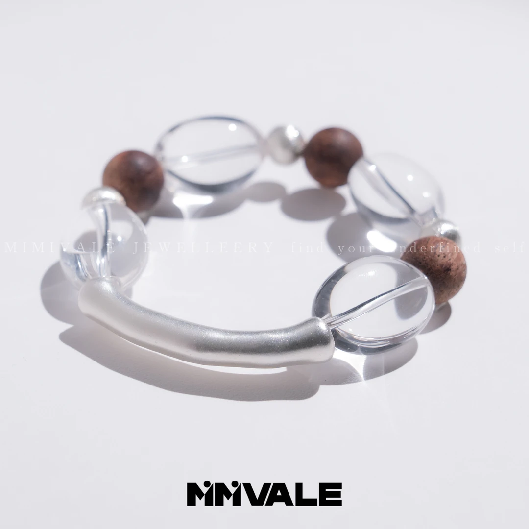 秘密山谷【海礁漫步】原创白水晶随形黄油麻丝降真香手串MMSG8257