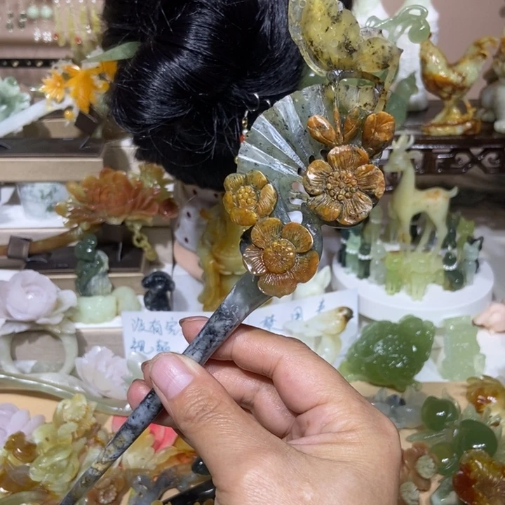 蛇纹石玉未镶嵌发饰