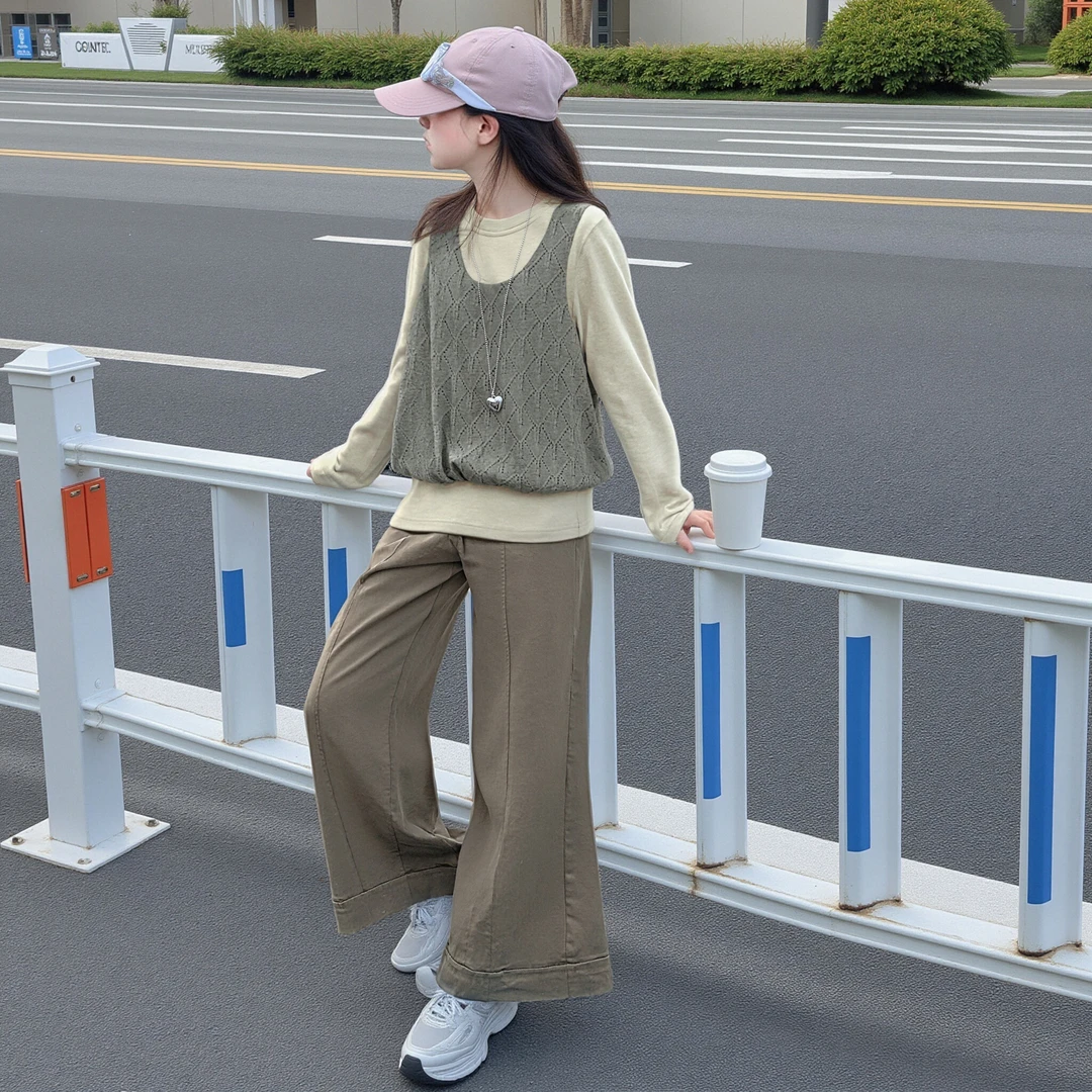 【送项链】女童秋装2025新款女中大童洋气韩版百搭潮酷休闲时髦儿童