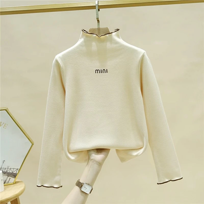 女童德绒打底衫2025新款洋气春季儿童休闲保暖内搭T恤半高领上衣