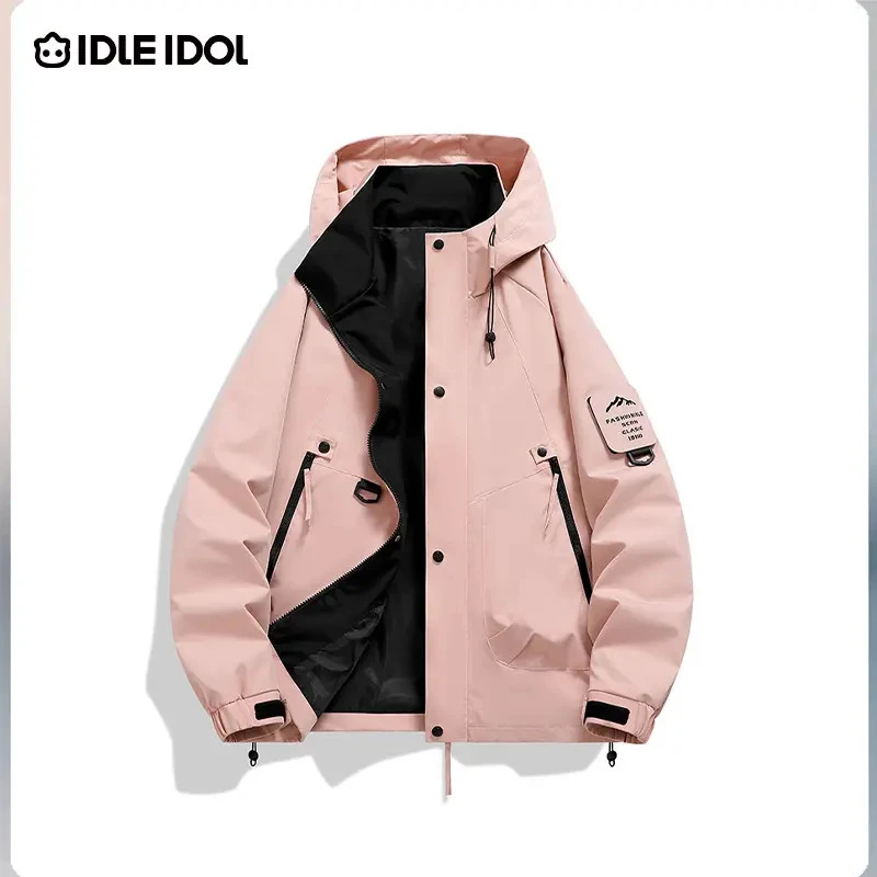 IDLE IDOL三防面料户外运动连帽撞色夹克秋款工装冲锋夹克外套