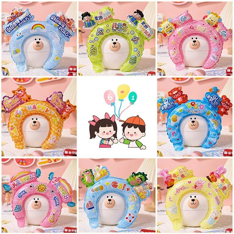 六一儿童节头饰发箍气球学校幼儿园61装饰布置发卡气球地摊小礼品