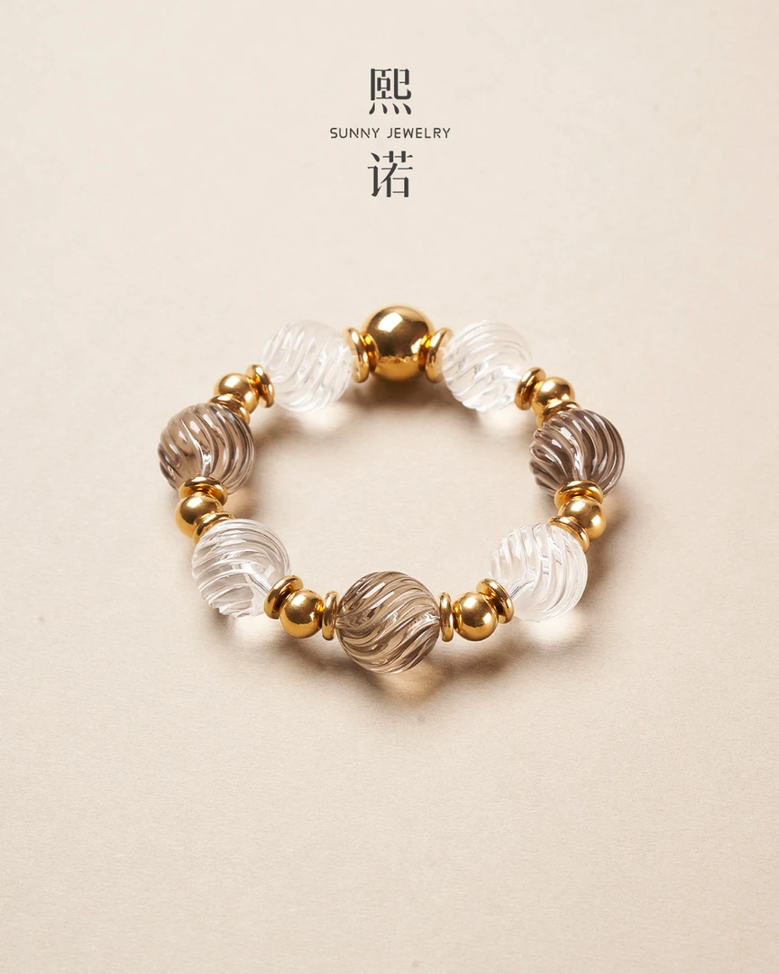 懒猫nono│Saynono 半岛轻咖_茶晶白水晶手串(多样性发其一)