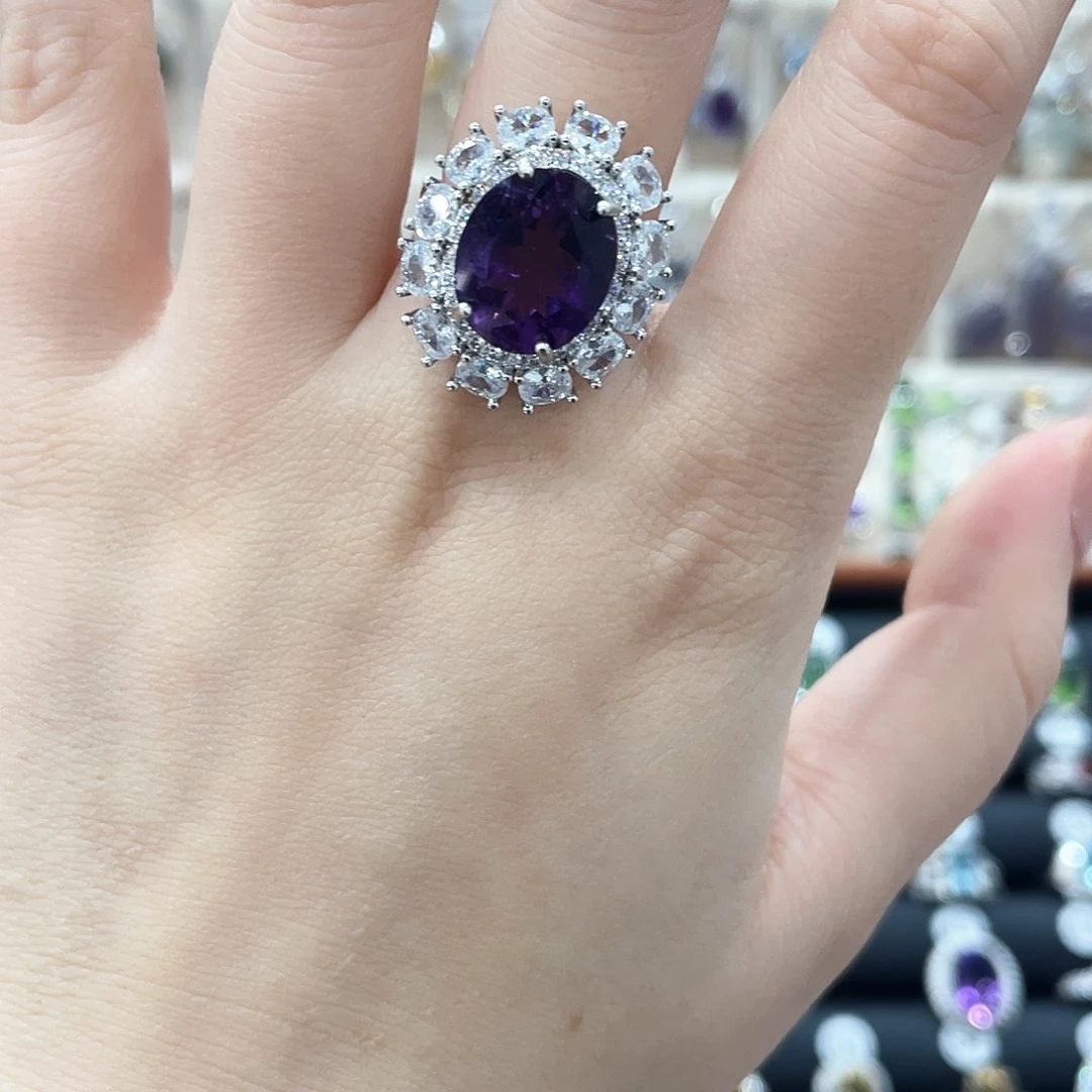 c***a银S925镶嵌紫晶戒指