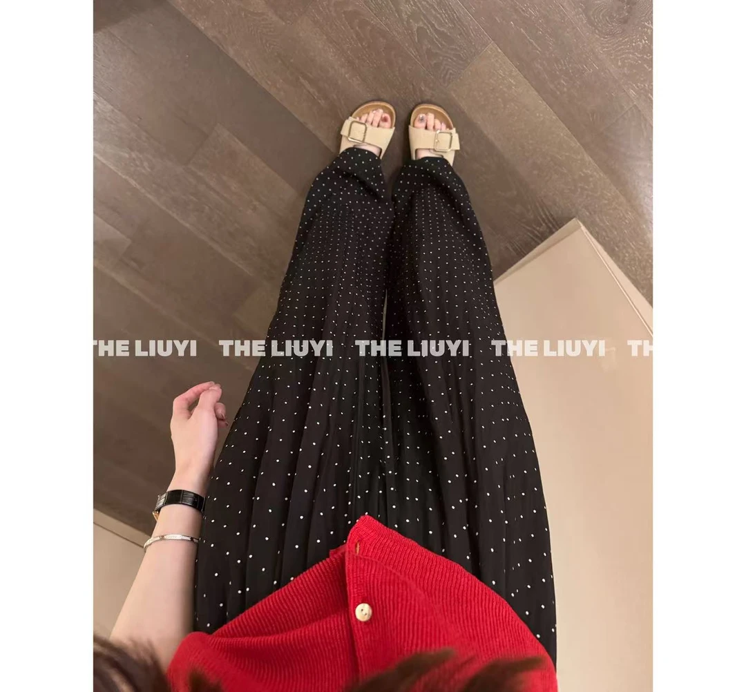 【LIUYI】夏日波点裤~夏季薄款透气波点直筒裤55084