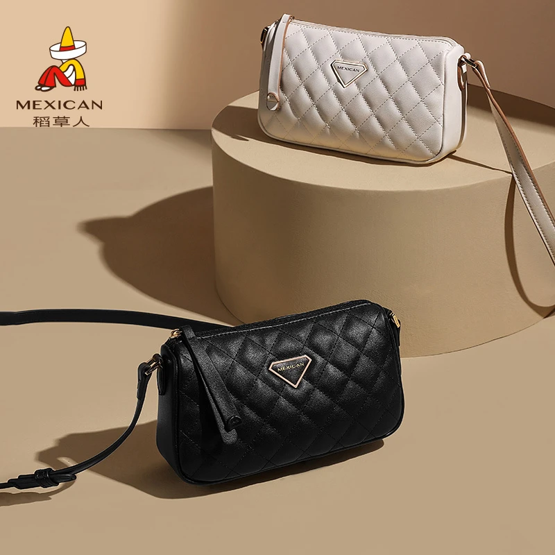 稻草人斜挎包2025秋冬新款时尚百搭菱格包轻便休闲小香风通勤女包