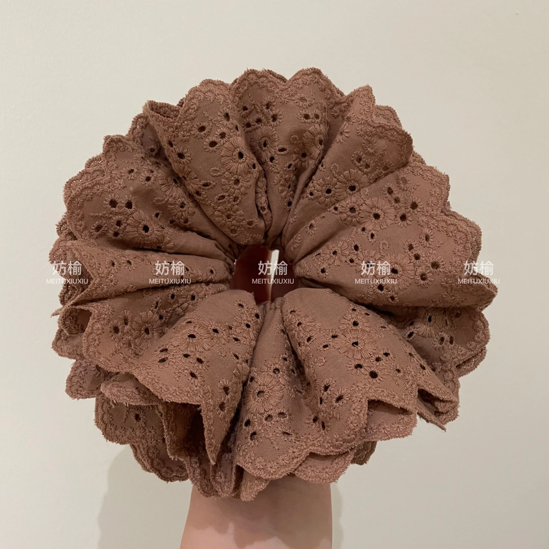 dyf030重工满绣六层咖色加大厚实大肠发圈女2025新款扎头发丸子头