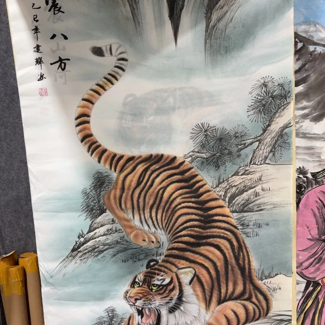 这***乎国画140×70兼工带写手绘作品画画画