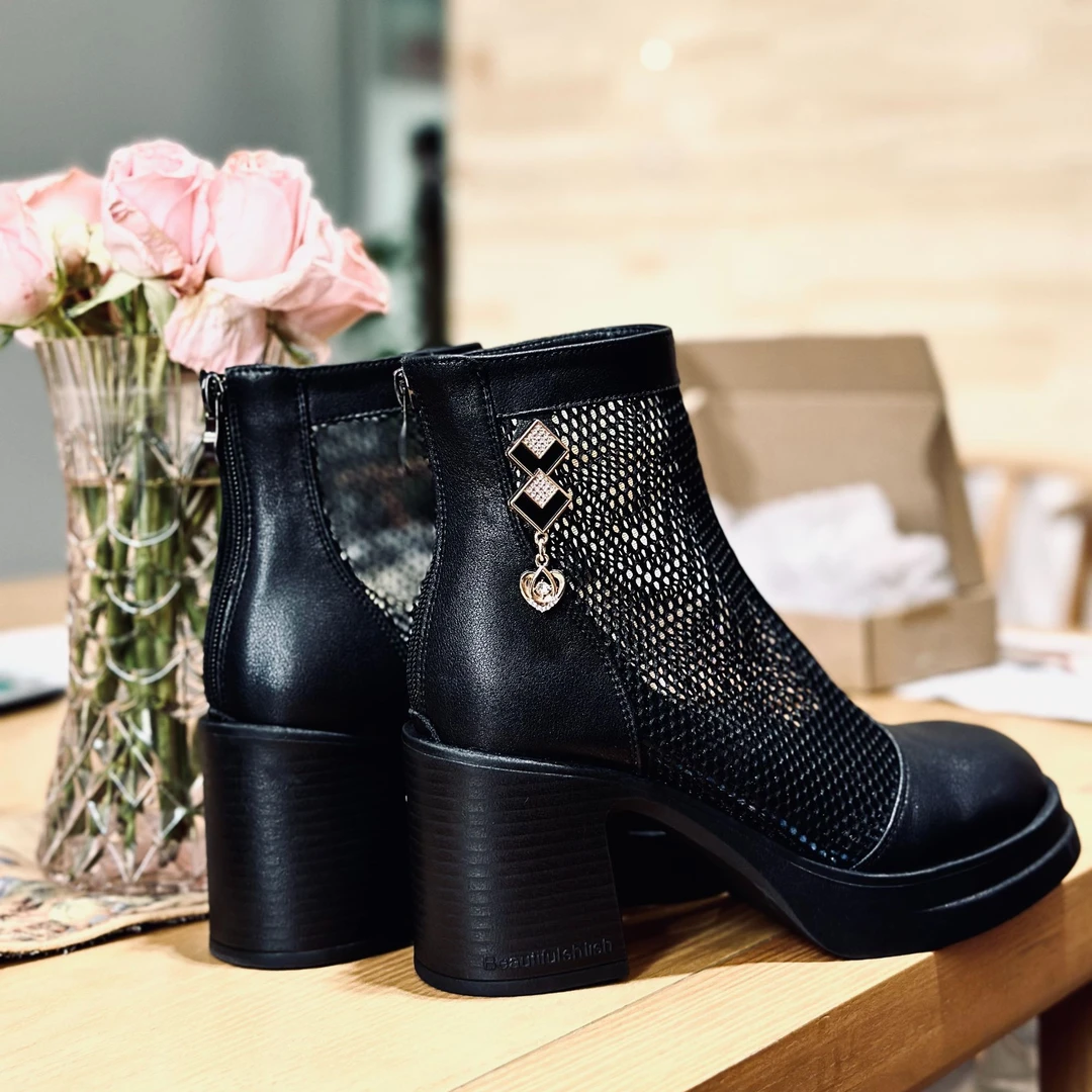 【方老师设计款】牛皮夏季时装休闲超软网靴