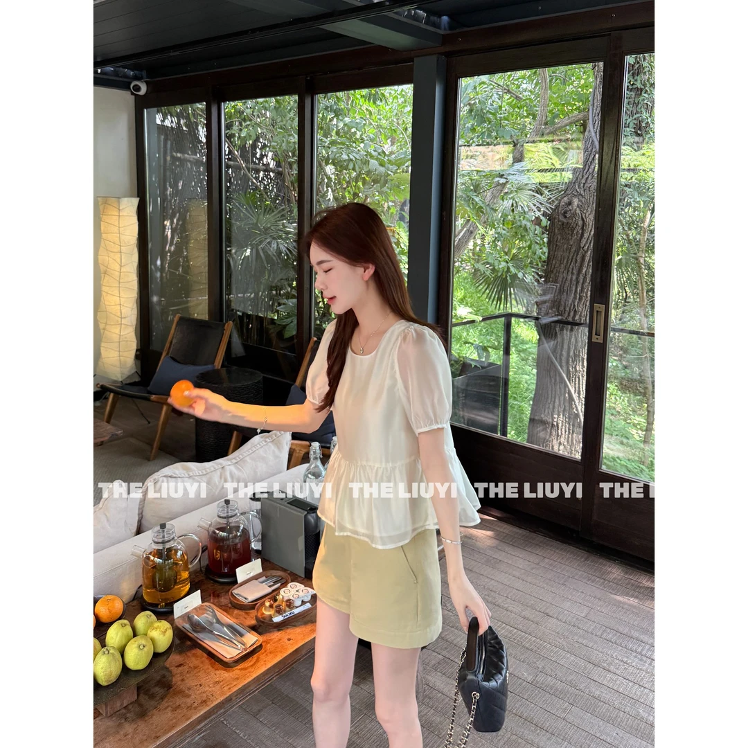 【LIUYI】晴空琉璃~温柔甜美减龄娃娃衫上衣57057