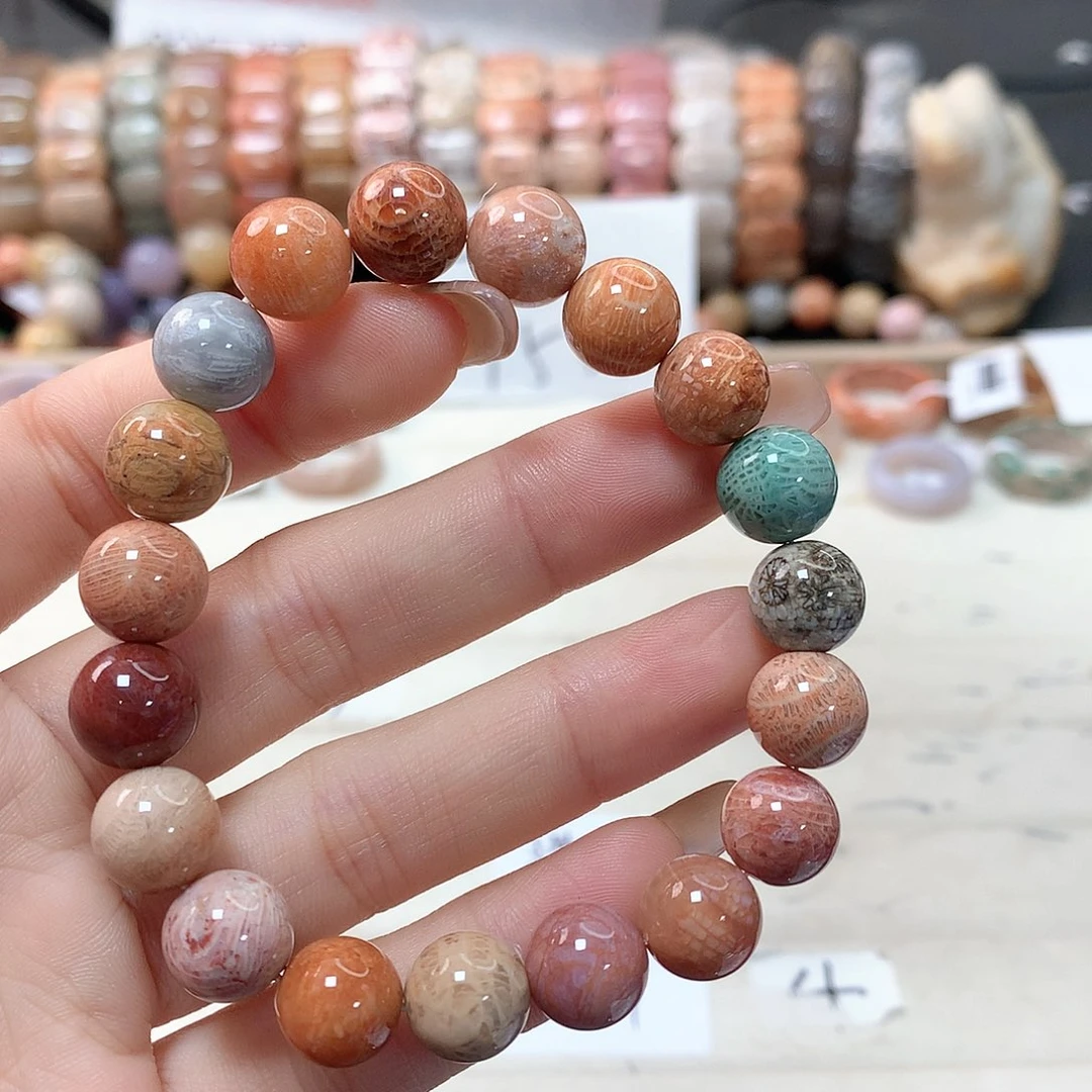 硅化珊瑚（珊瑚玉）手链未镶嵌贪****虎166