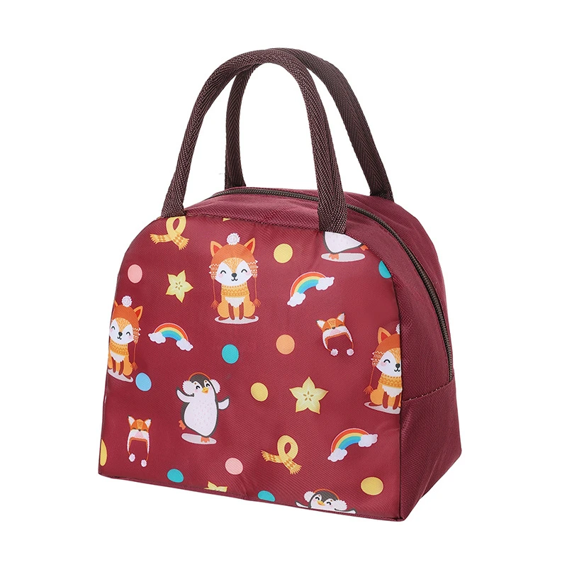 2025新款饭盒手提包印花防水保温袋学生上班族带饭便当包加厚小熊