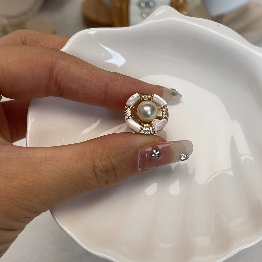 银S925镶嵌海水珍珠戒指