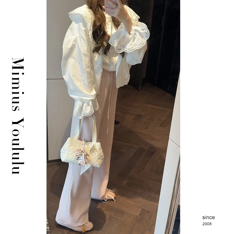 【mimius】L  韩系欧尼蕾丝拼接连帽防太阳短外套 G03341