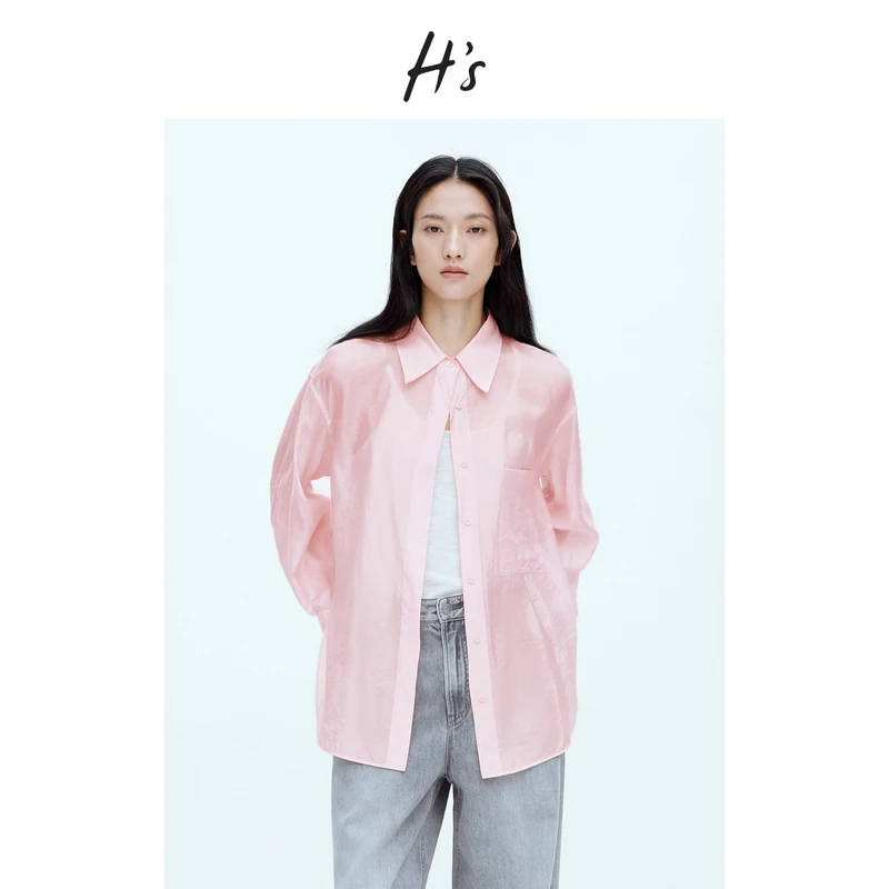 【商场同款】HS衬衫女25夏新款通勤透气薄款衬衣罩衫112504104029