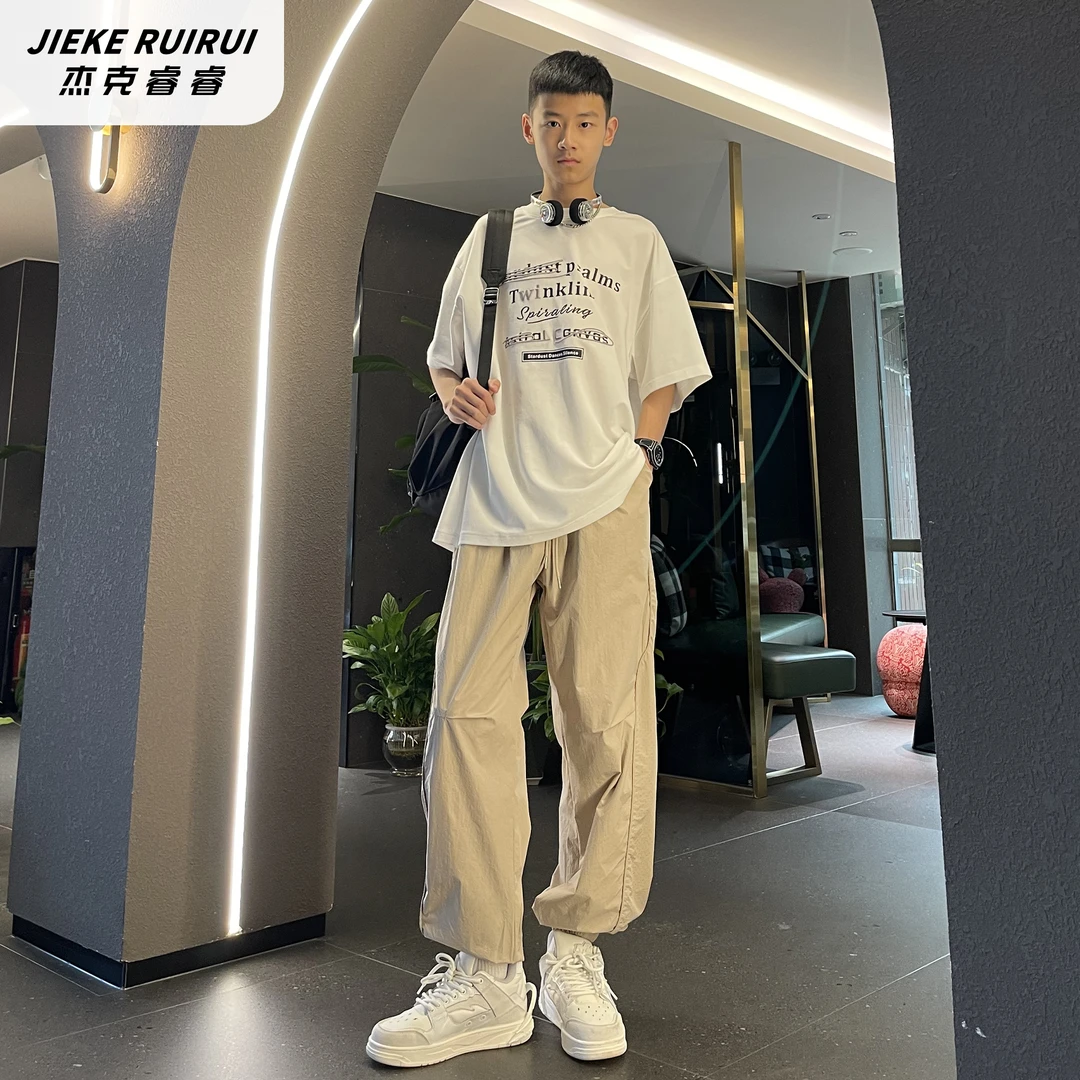 【现货-睿】夏季简约潮酷风字母T短袖中大童短袖上衣宽松杰克睿睿