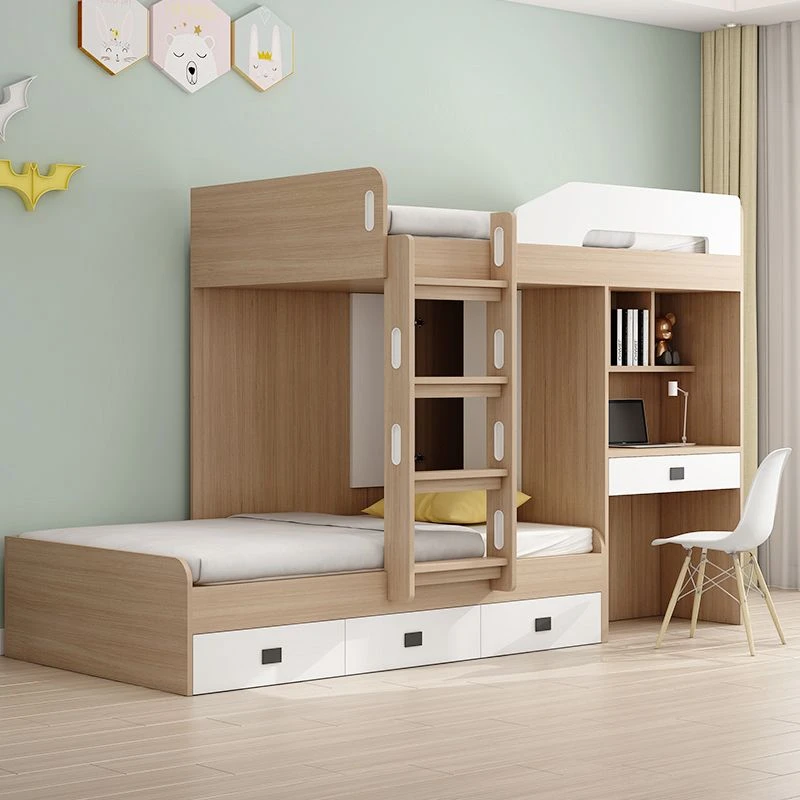2025年新款交错式上下床小户型儿童高低床上下铺子母床带书桌衣柜