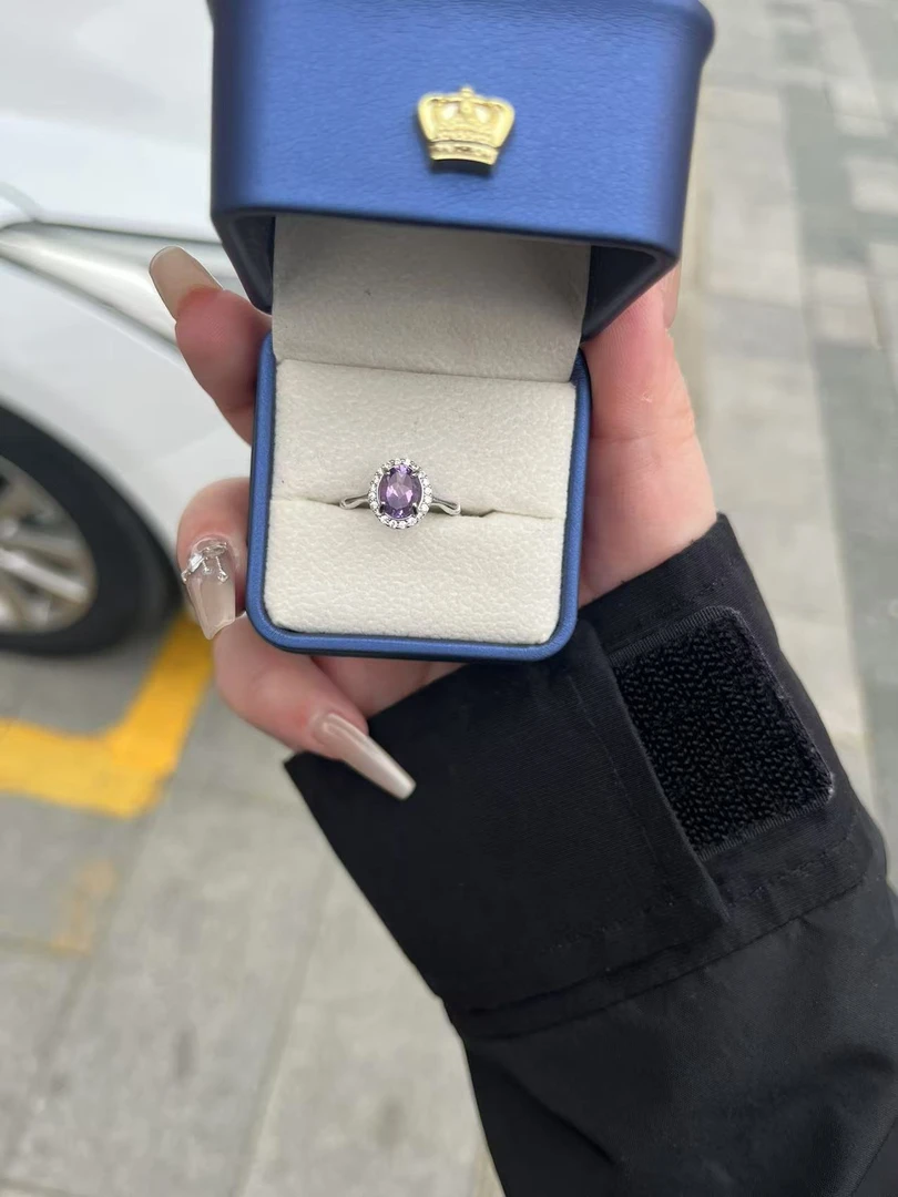 紫水晶切割戒指925银镶嵌