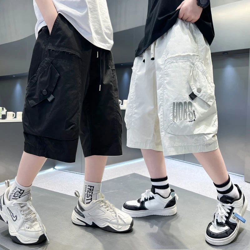 男童短裤夏季薄款2025新款中大童工装白色男孩夏天儿童夏装中裤潮