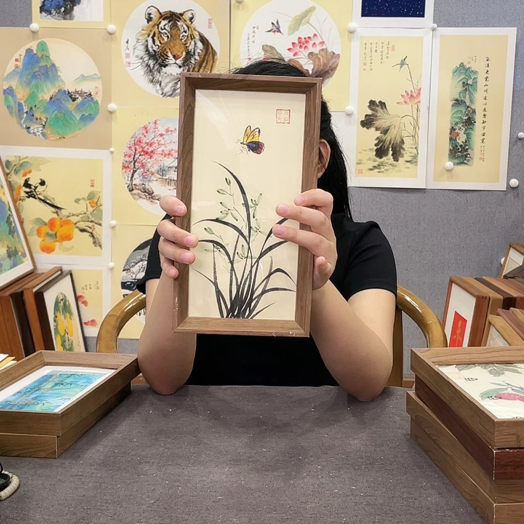 国画手绘带框尺寸：16*29