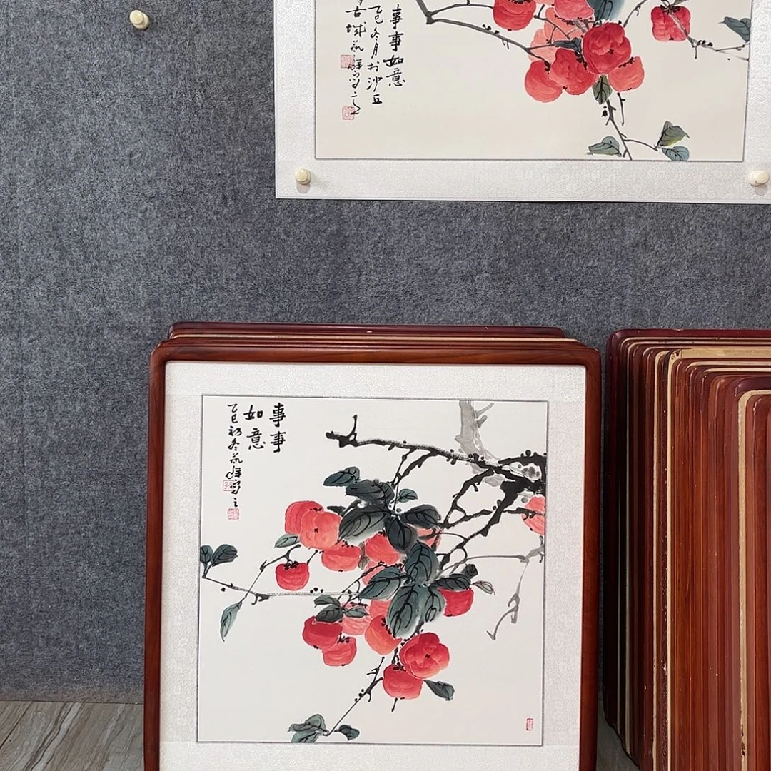 国画书画作品带框63×63