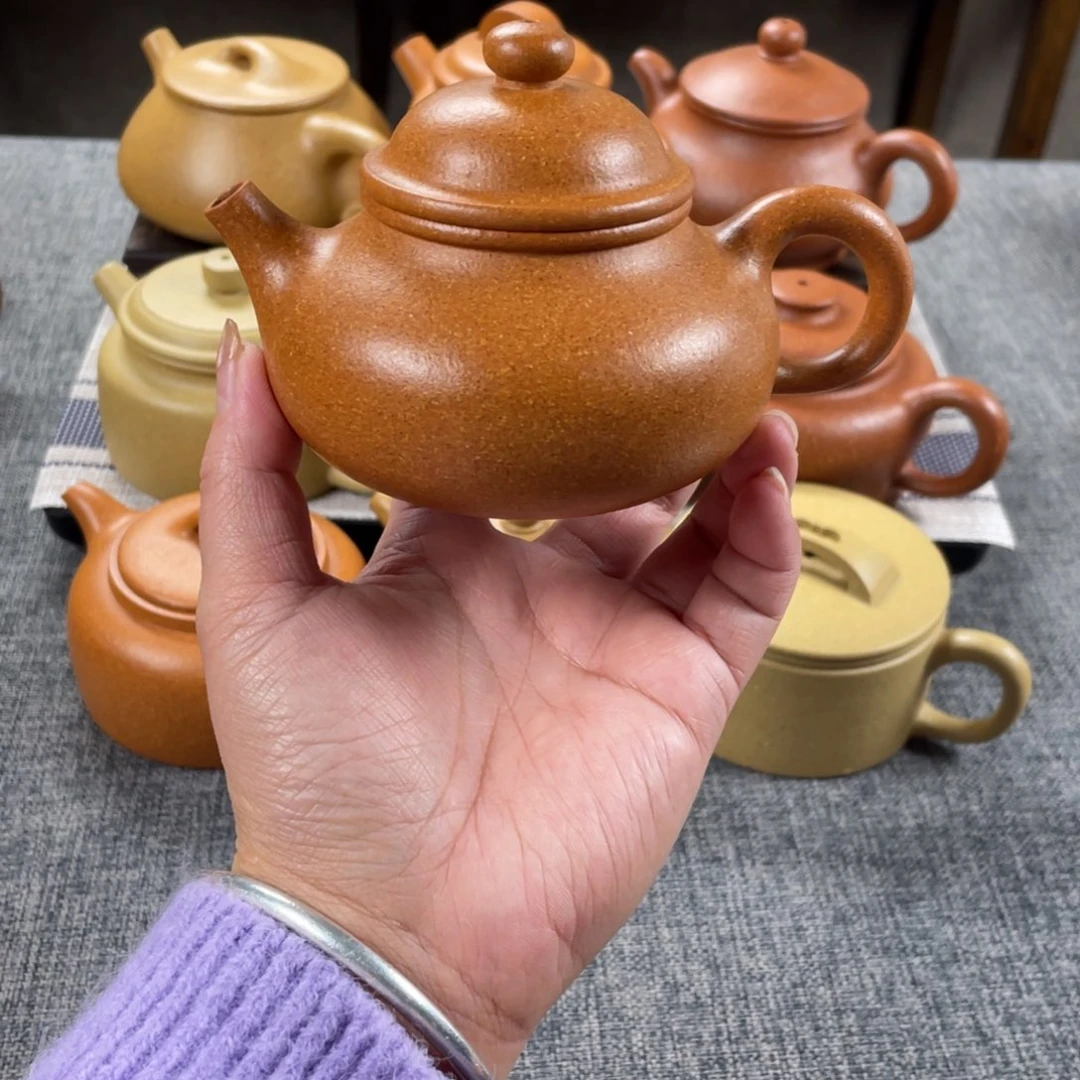 紫砂茶壶老档口金黄段容天全手30目170手工泥