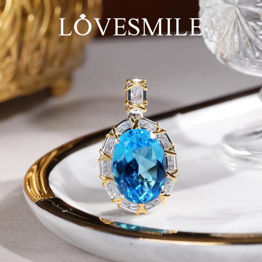 love smileS925银托帕石吊坠精美时尚大气优雅