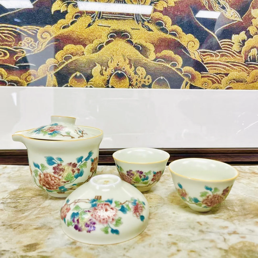 【闪购链接】汝窑黄青牡丹 一壶两杯193 是