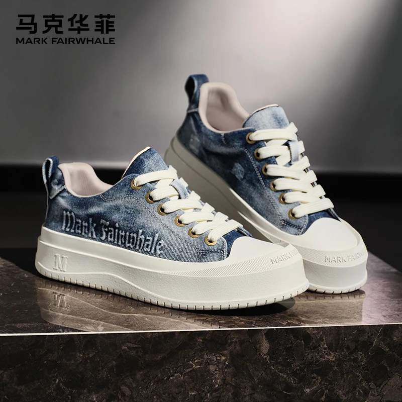 马克华菲帆布鞋男鞋板鞋厚底男士休闲大头鞋增高秋冬鞋子男款潮鞋
