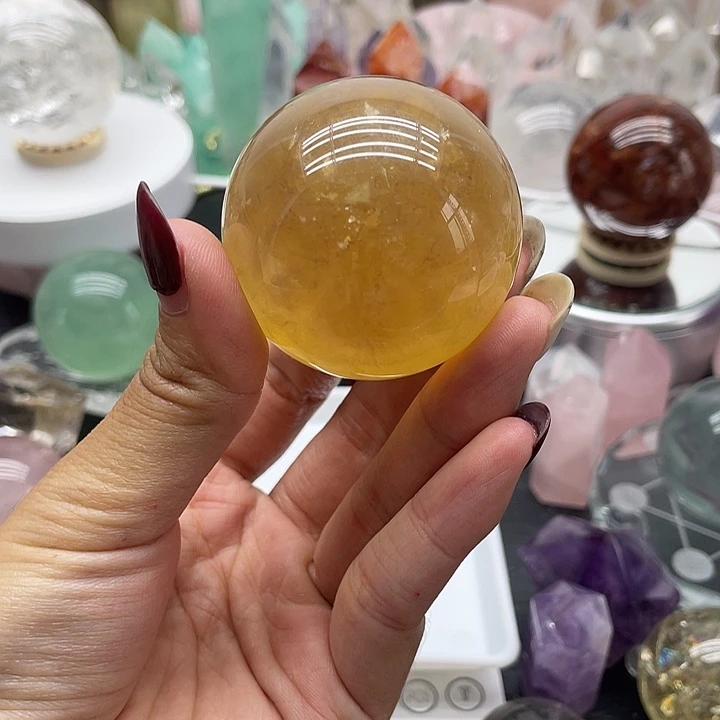 U***4未镶嵌珠宝半成品水晶18黄莹石水晶球