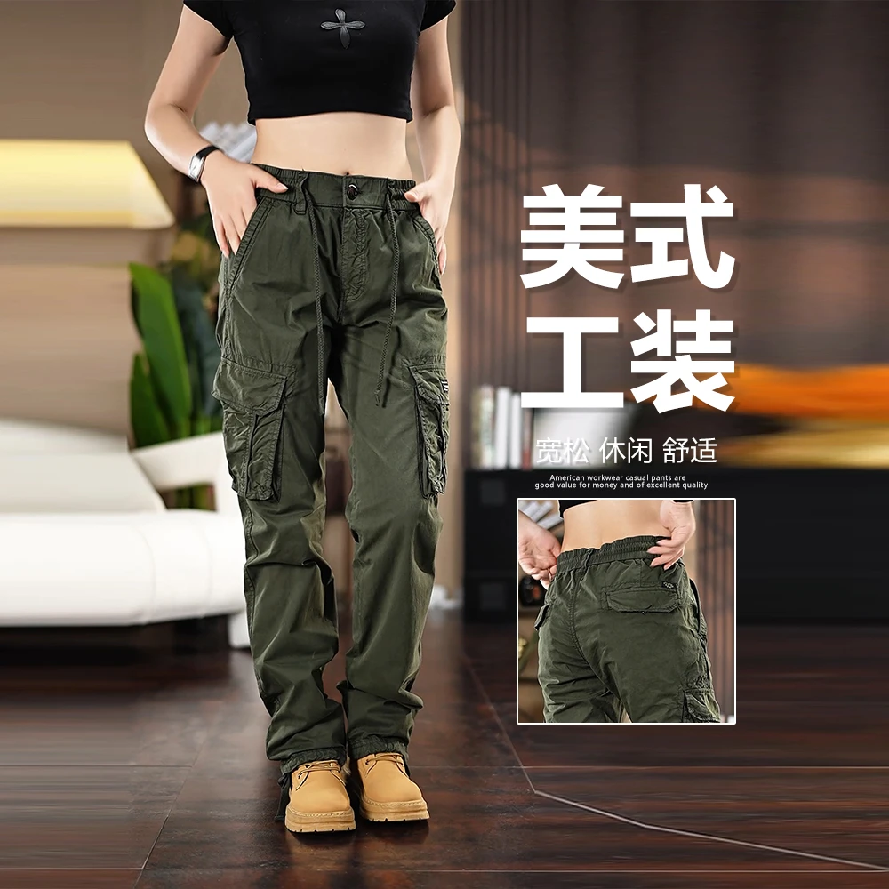 美式潮流复古休闲工装裤子男女秋冬时尚新款弹力休闲简约直筒长裤