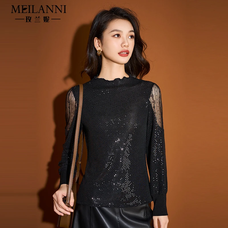 【打底衫】黑色优雅新款气质时尚大气减龄休闲收腰显瘦打底衫亮晶晶