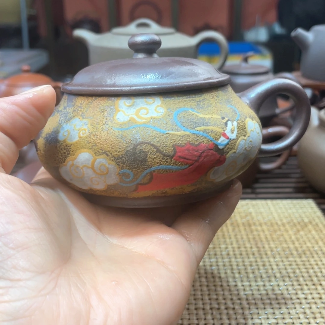 茶壶紫砂紫泥刻绘明lu