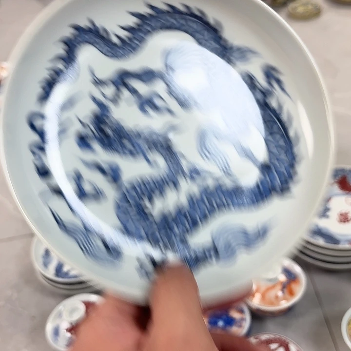 瓷片青花铠甲龙大胡乘景德镇