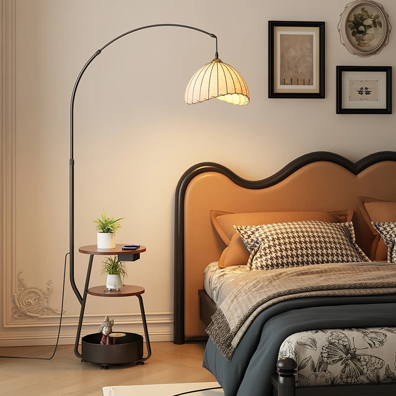 中古钓鱼灯复古茶几置物落地灯新款客厅氛围美式装饰台灯立式灯