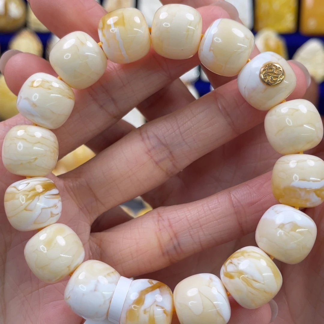 蜜蜡裸石未镶嵌琥珀蜜蜡手串卡14mm