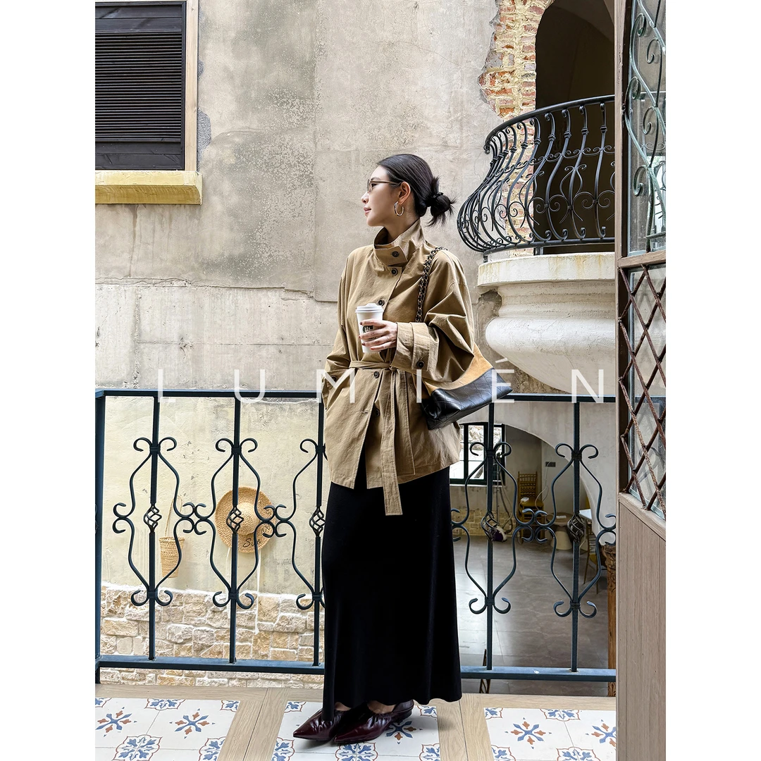 【LUMIEN新品】“旧城漫游”匹马棉复古风立领系带风衣LX5IFF161