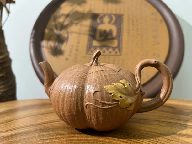 宜兴紫砂壶段泥半手工制作150CC南瓜壶