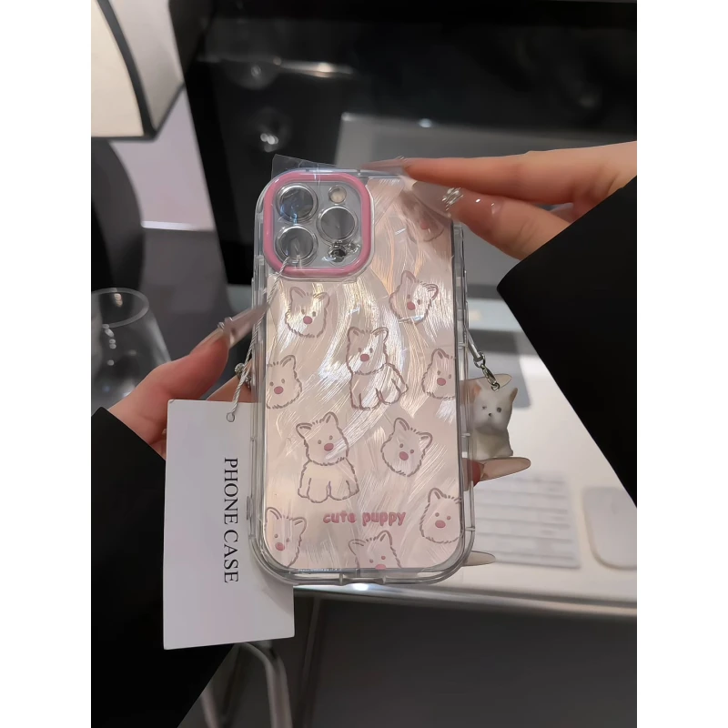 线条西高地适用苹果16promax手机壳iPhone15泡芙荣耀华为oppo小米