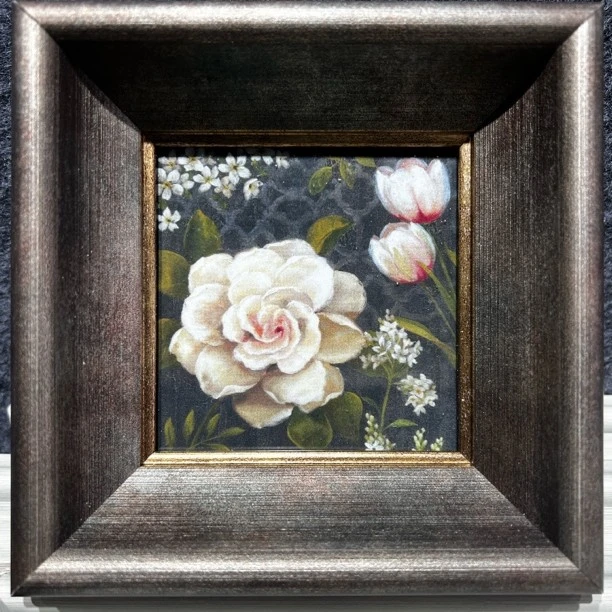 【金客隆油画】福利专享-15*15 手工油画相框 白牡丹