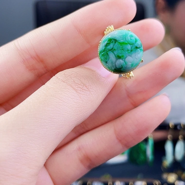 翡翠戒指银S925镶嵌饰品