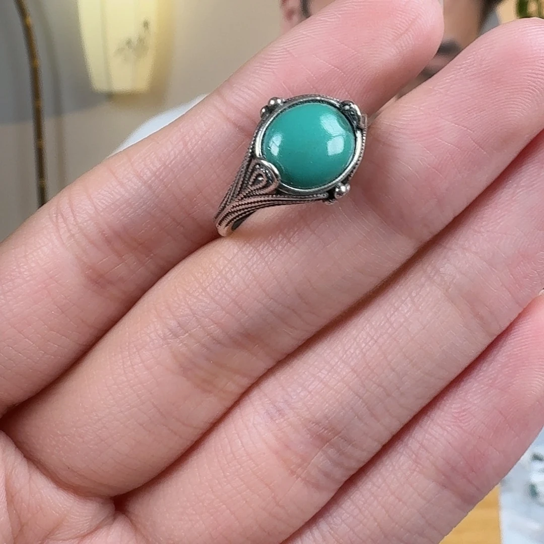 绿松石银S925镶嵌珠宝奇石49